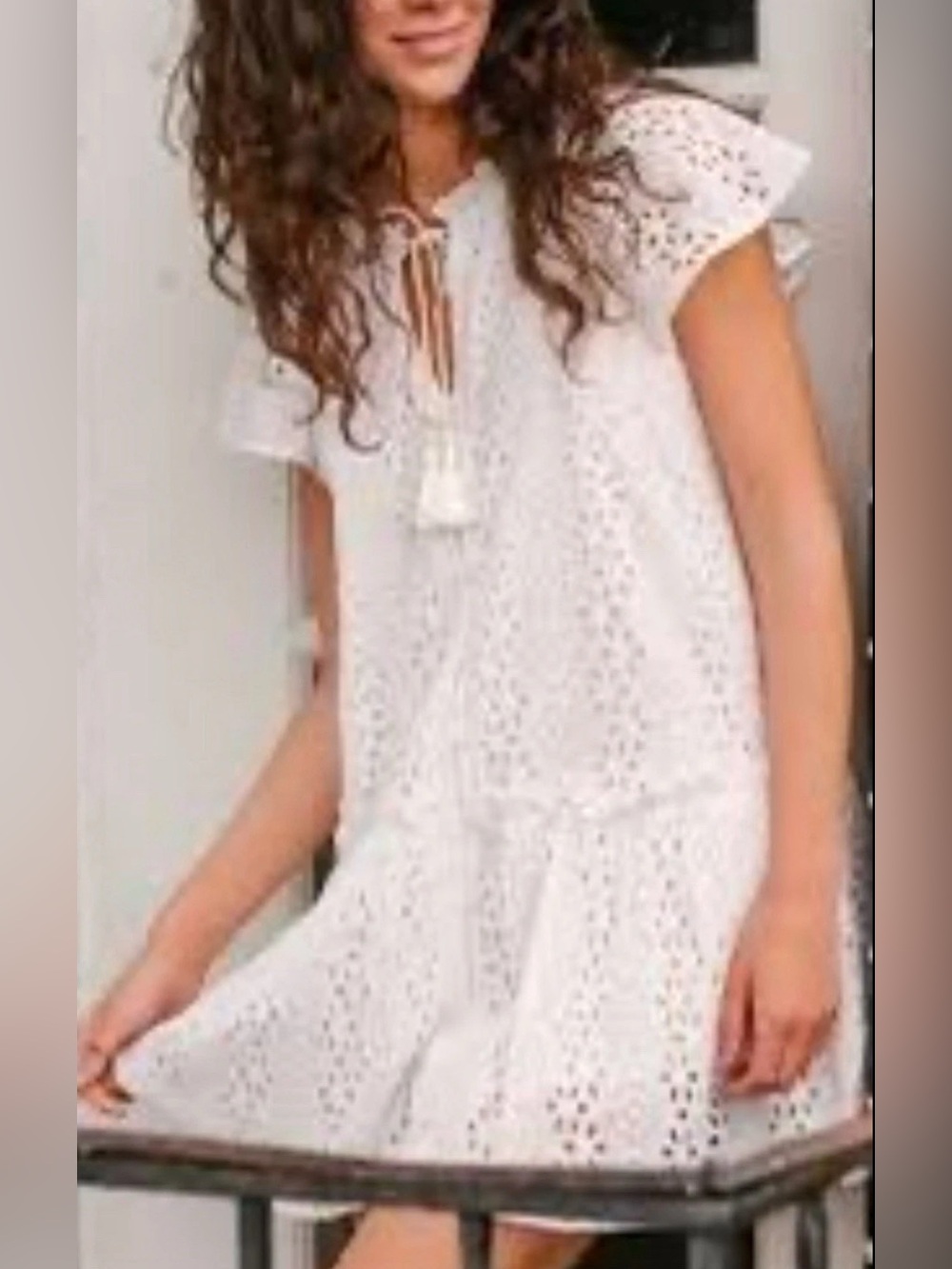 White Eyelet Lace Mini Dress NWT Cartolina Nantucket Joy Resort Coverup M $258